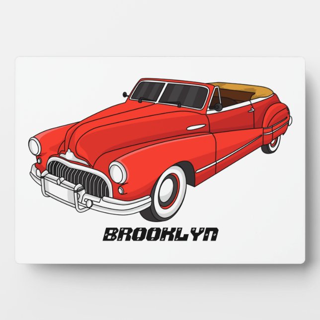 Placa Expositora Automóvil rojo clásico de 1948 (Frente)