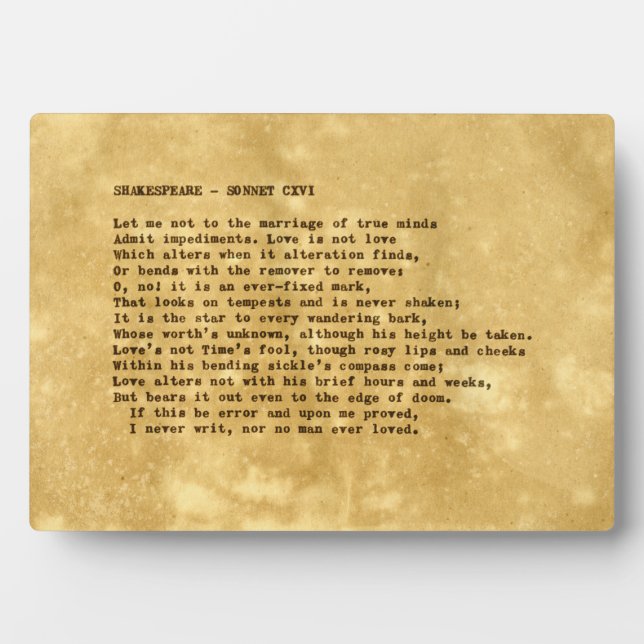 Placa Expositora Autopista real Shakespeare Sonnet 116 (CXVI) (Frente)