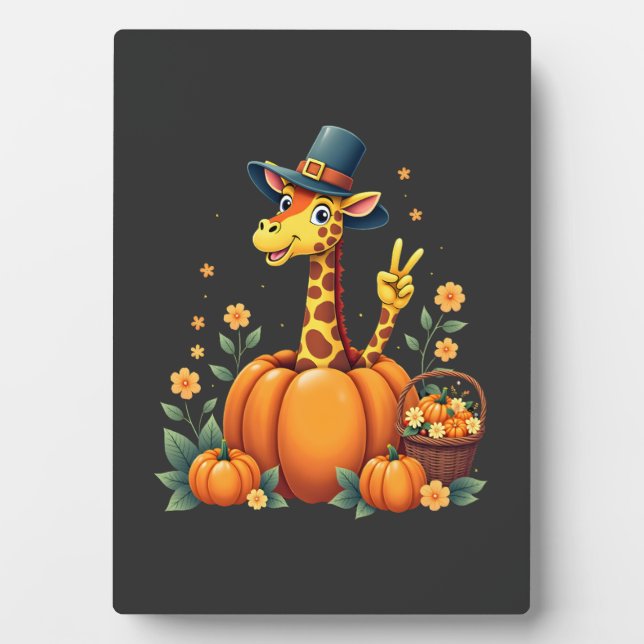 Placa Expositora Autumn Pumpkin Fall Giraffe Thanksgiving Womens Me (Frente)