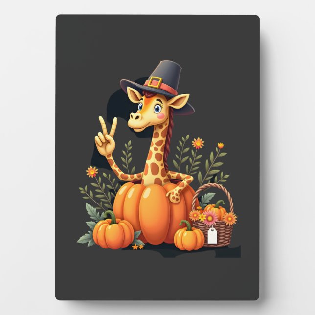 Placa Expositora Autumn Pumpkin Fall Giraffe Thanksgiving Womens Me (Frente)