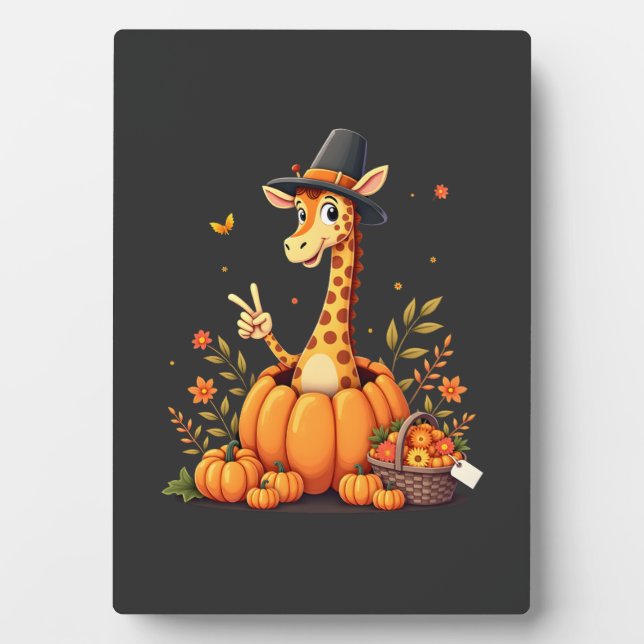 Placa Expositora Autumn Pumpkin Fall Giraffe Thanksgiving Womens Me (Frente)
