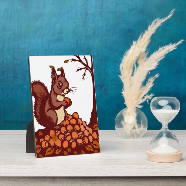 Placa Expositora 🐿️ Autumn Squirrel Table Plaque - Cozy Desk  (Lado)