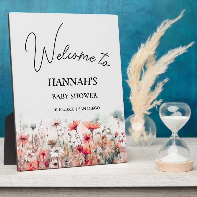 Placa Expositora Autumn Wildflower Field Baby Shower Welcome (Lado)