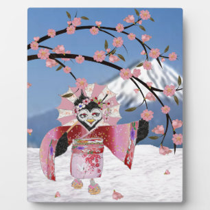 Placa Expositora Ave Sakura Geisha en flores de cerezo de nieve