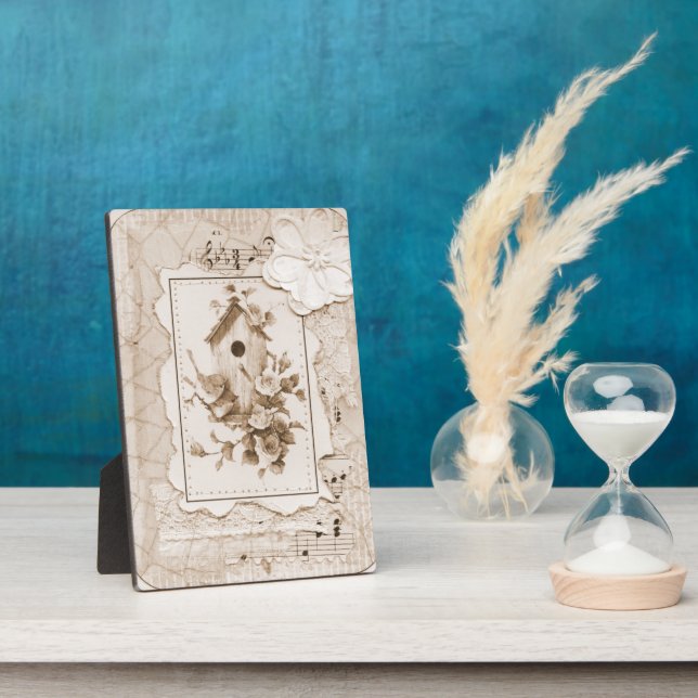 Placa Expositora Aves Y Casa Shabby Chic (Lado)