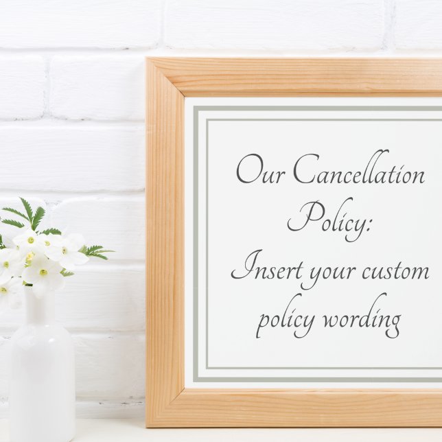 Placa Expositora Aviso/directiva de cancelación de personalizable (Subido por el creador)