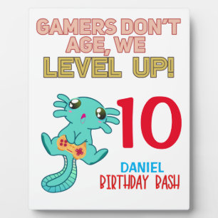 Placa Expositora Axolotl Gamer Birthday Boy Video Game Fiesta