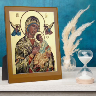 Placa Expositora Ayuda perpetua Llanto de Icono de Madre de Dios
