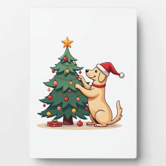 Placa Expositora Ayudante de árbol de Navidad de Labrador (Frente)