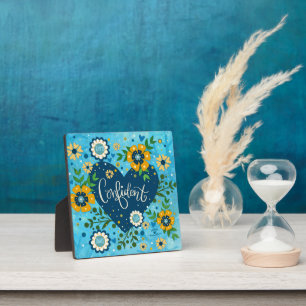 Placa Expositora Azul Bonito floral cardíaca Inspiradora y segura