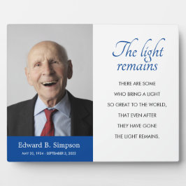 Placa Expositora Azul La luz permanece en el funeral Foto de poema