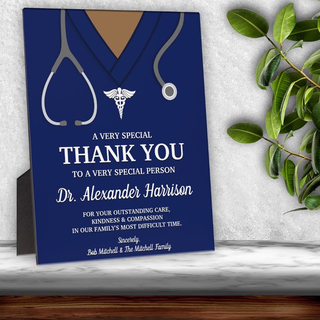 Placa Expositora Azul Marino Médico Gracias (Subido por el creador)