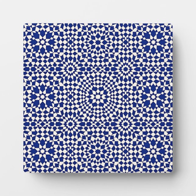 Placa Expositora Azulejo Mosaico Geométrico Azul Marino (Frente)