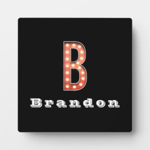 Placa Expositora B Monogram Marquee Bulb Personalized