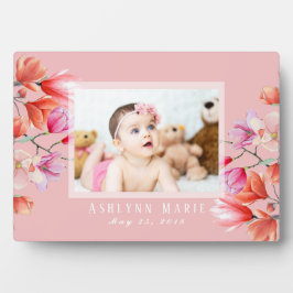 Placa Expositora Baby Girl Floral Rubor Pink Personalizado Photo Pl