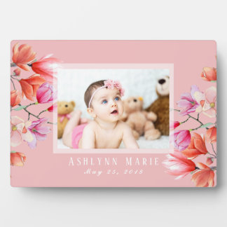 Placa Expositora Baby Girl Floral Rubor Pink Personalizado Photo Pl