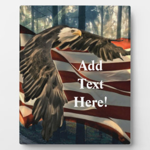 Placa Expositora Bald Eagle Bandera Americana Paisaje