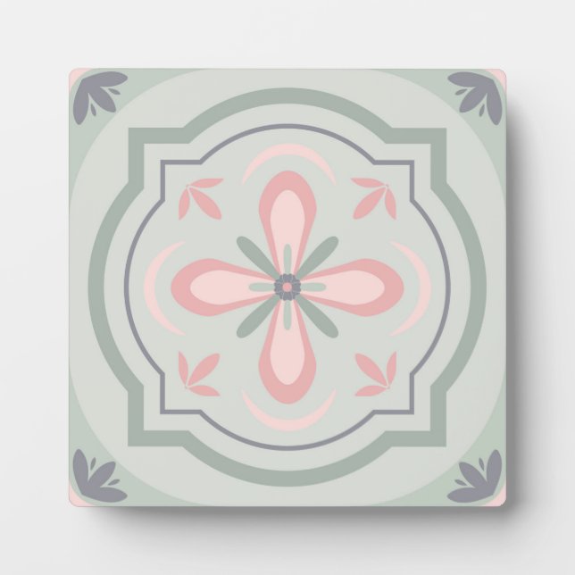 Placa Expositora Baldosas Florales Verde Pastel (Frente)