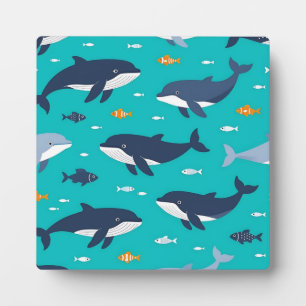 Placa Expositora Ballenas delfines océano Patrón
