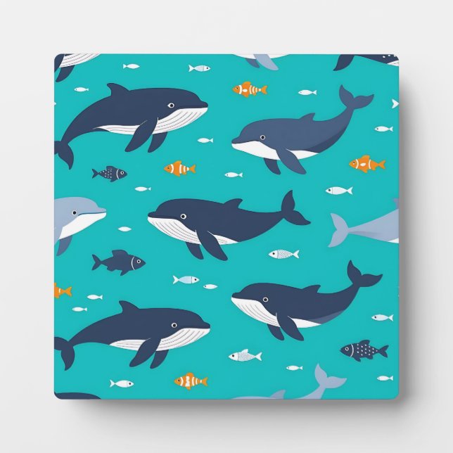 Placa Expositora Ballenas delfines océano Patrón (Frente)