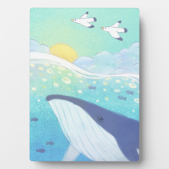 Placa Expositora Ballenas, gaviotas y Ilustracion marítimo (Frente)