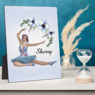 Placa Expositora Ballerina con nombre personal azul