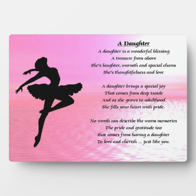 Placa Expositora Ballerina Design - Plaque de poema para Hijas (Frente)