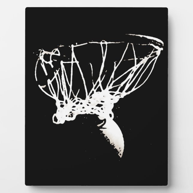 Placa Expositora Baloncesto de arte pop blanco negro (Frente)