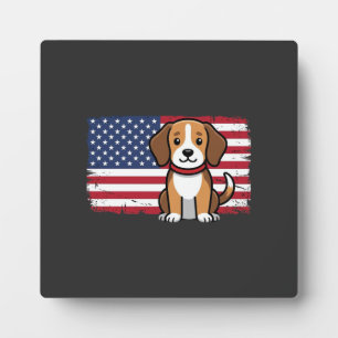 Placa Expositora Bandera Americana Perro Patriótico Vector