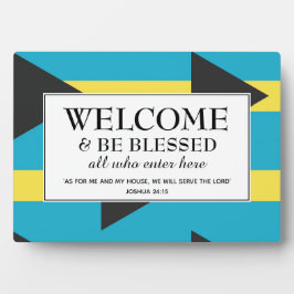 Placa Expositora BANDERA BAHAMAS Bienvenida cristiana