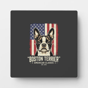 Placa Expositora Bandera clásica americana del Boston Terrier