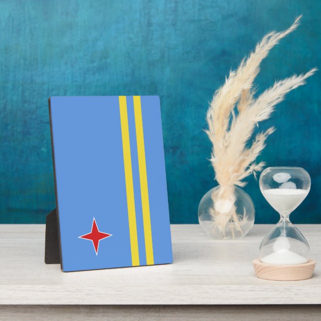 Placa Expositora Bandera de Aruba (Lado)