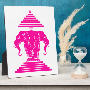 Placa Expositora Bandera de Erawan Pink Three Heheed Elephant Lao/L