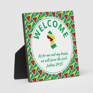 Placa Expositora Bandera de GUYANA Bienvenida cristiana