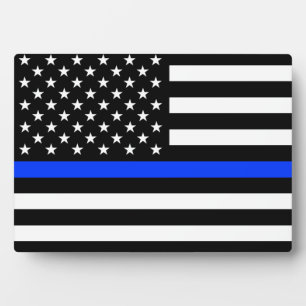 Placa Expositora Bandera de la policía de la delgada línea azul