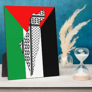 Placa Expositora Bandera de Palestina y mapa con el modelo de Keffi