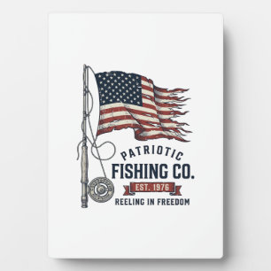 Placa Expositora Bandera de pesca patriótica vintage diseño vectori