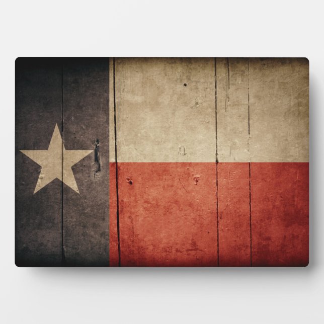 Placa Expositora Bandera de Texas Rugged Wood (Frente)