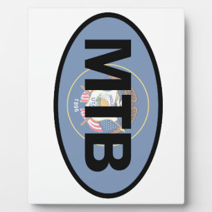 Placa Expositora Bandera de Utah en bicicleta de montaña