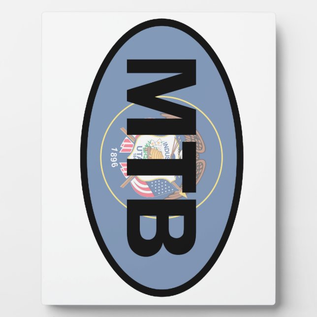 Placa Expositora Bandera de Utah en bicicleta de montaña (Frente)