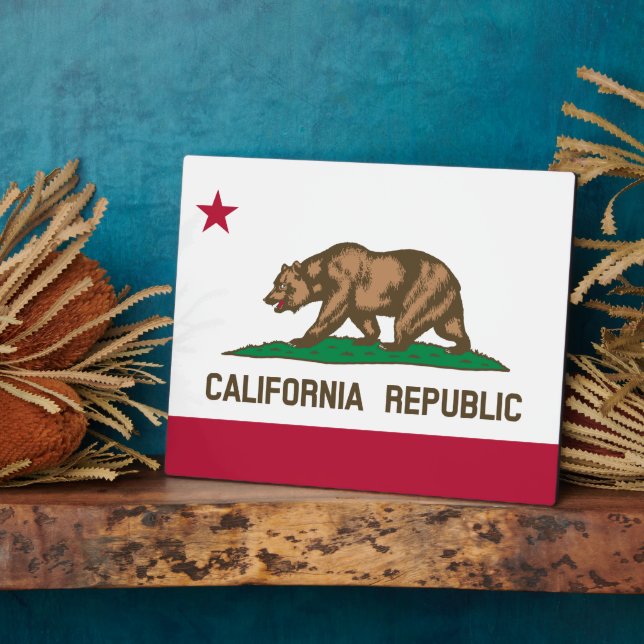Placa Expositora Bandera del oso de la República Cali de California (Lado)