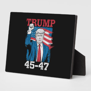 Placa Expositora Bandera estadounidense de Trump 45 47 Retro Vintag