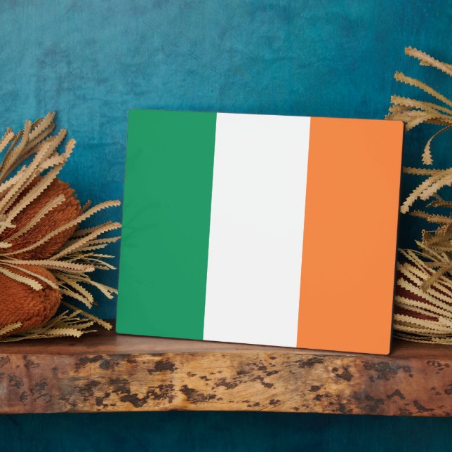 Placa Expositora Bandera nacional de Irlanda, norma irlandesa, cart (Lado)