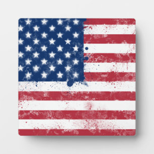 Placa Expositora Bandera pintada de manchas de Estados Unidos