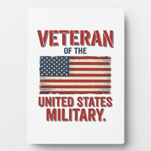 Placa Expositora Bandera vintage veterano USA Diseño vectorial mili