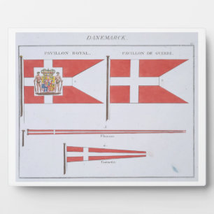 Placa Expositora Banderas danesas, de un libro francés de banderas,