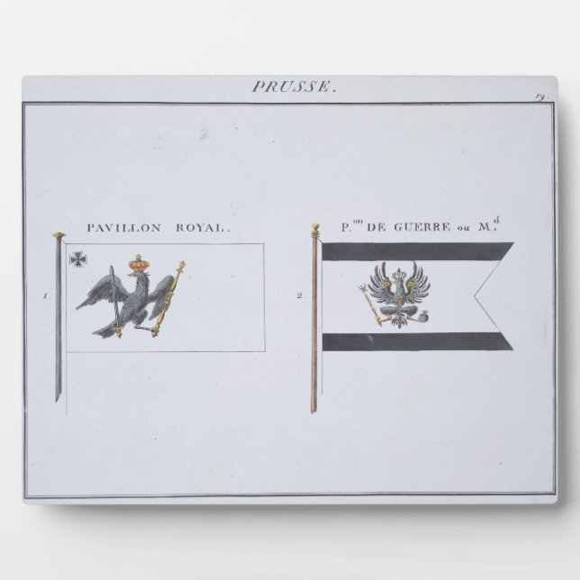 Placa Expositora Banderas prusianas, de un libro francés de bandera (Frente)