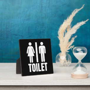 Placa Expositora Baño de hombres y mujeres en blanco y negro