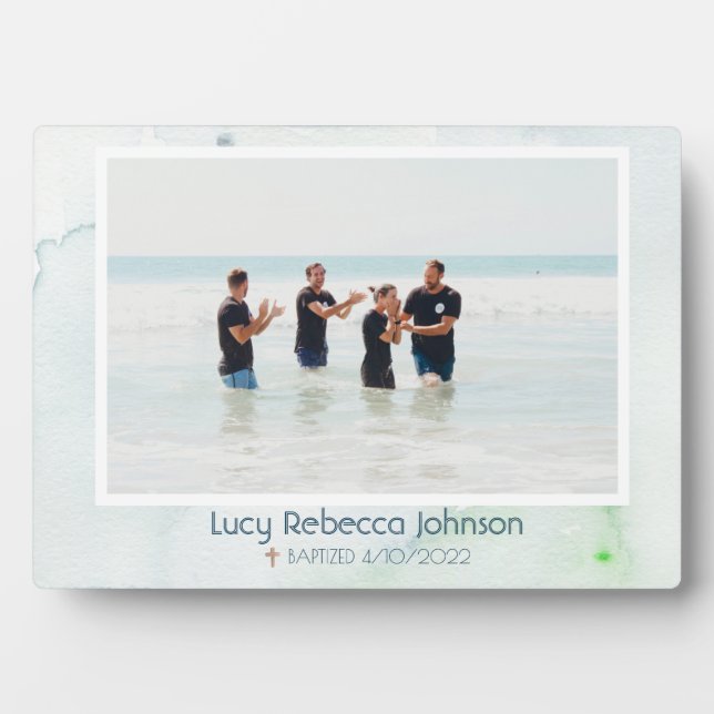 Placa Expositora Baptismo cristiano regalo conmemorativo océano azu (Frente)
