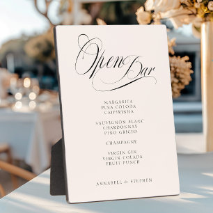 Placa Expositora ¡Bar abierto! Moderno, caligrafía, beige